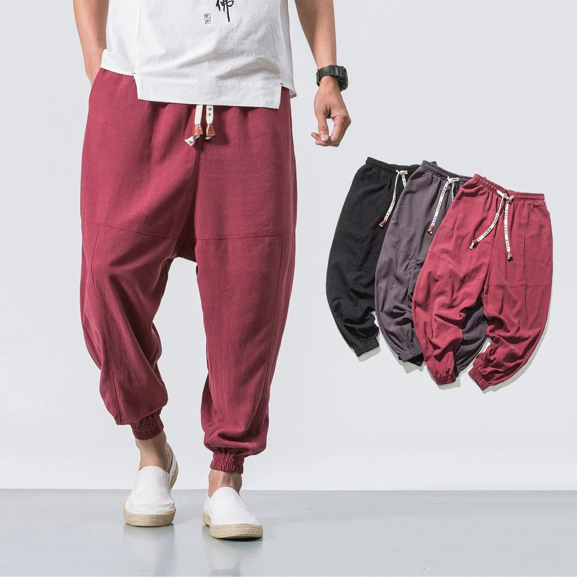 Premium cotton men's jogger pants with adjustable waistband, convenient pockets, and tapered leg design for everyday comfort and style
