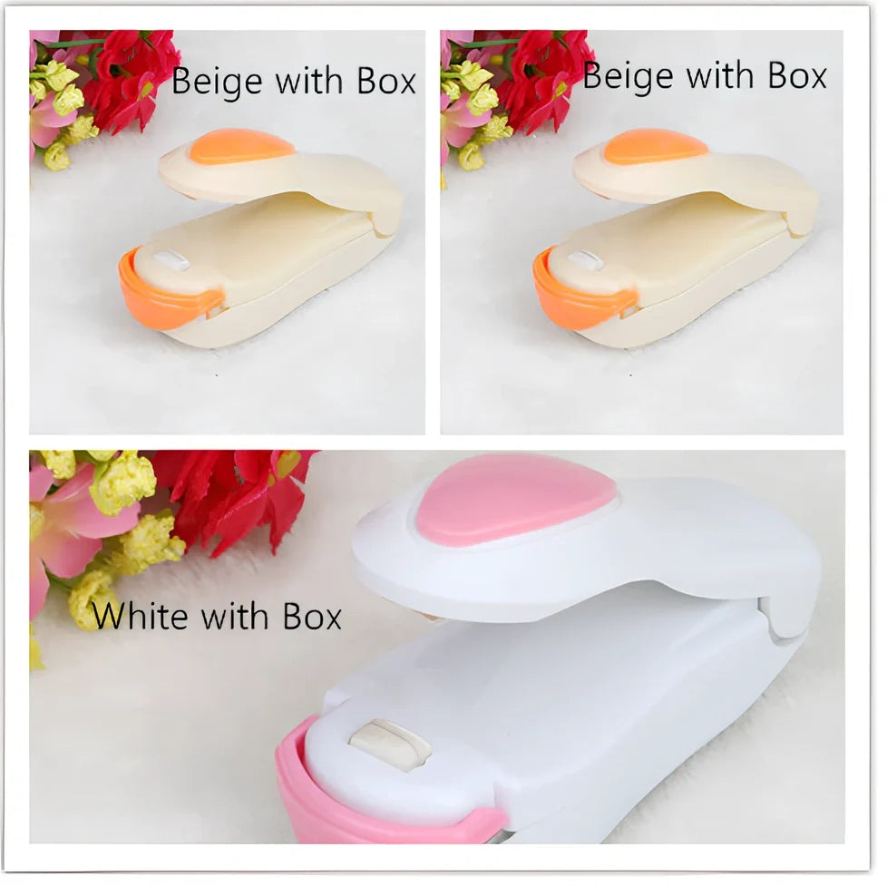 Mini hand pressure heat sealing machine measuring 10cm with magnetic base for plastic bag food preservation