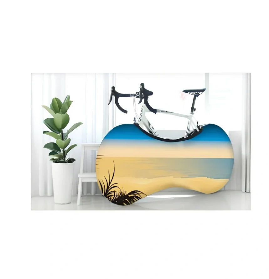 Bicycle protective cover made of 87% polyester and 13% cotton for indoor dust prevention on tyres