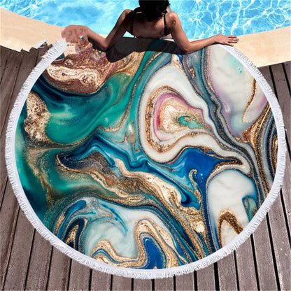 Marbling beach towel with unique pattern, made from quick-dry microfiber, perfect for beach and pool use