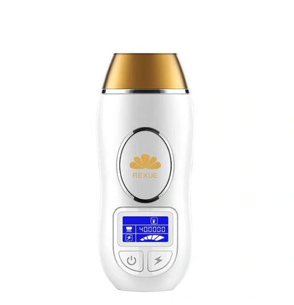 Advanced IPL hair removal system with LCD display, adjustable intensity levels, and dual flash/slide modes for permanent, painless hair reduction