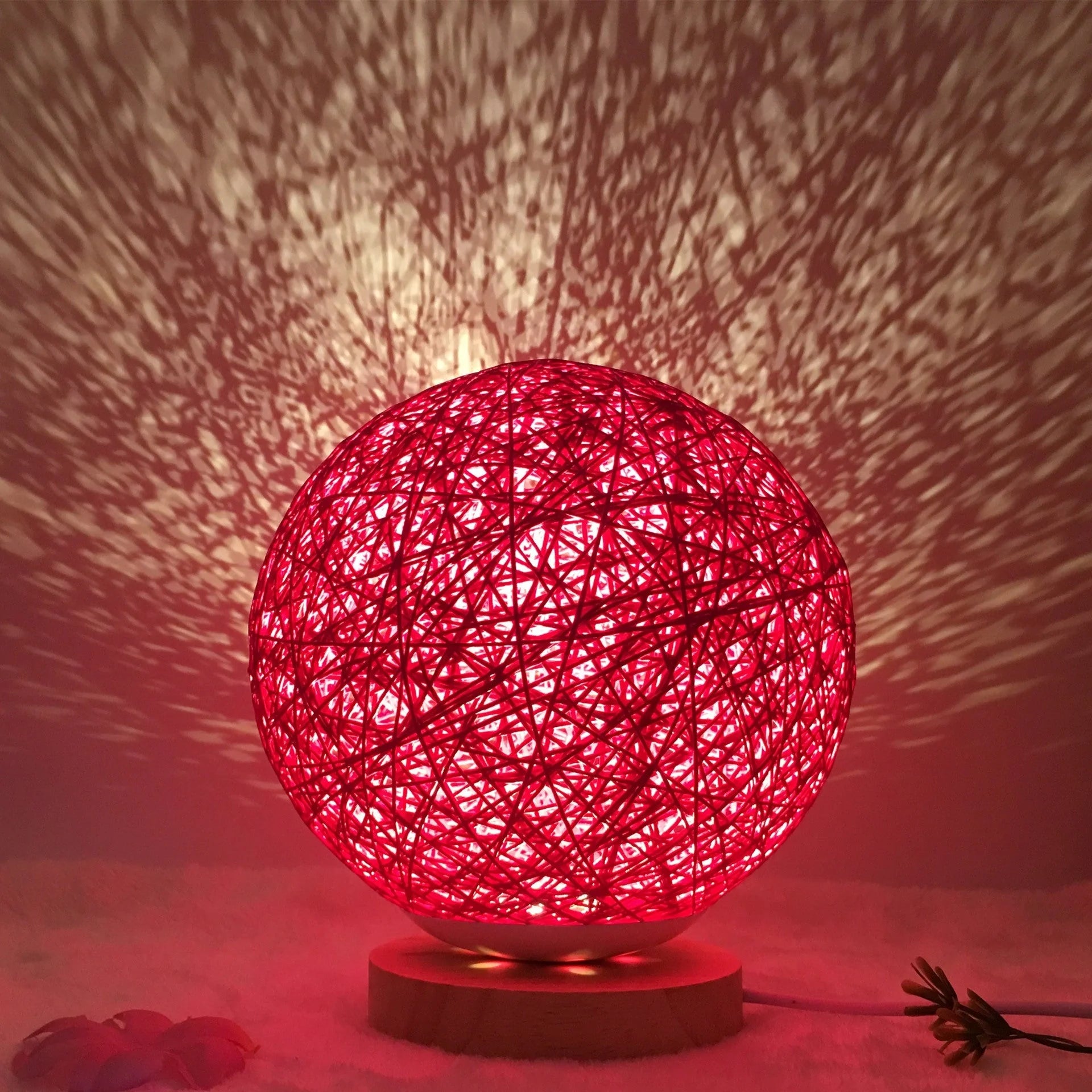 LED rattan table lamp with USB power and remote control in various colors