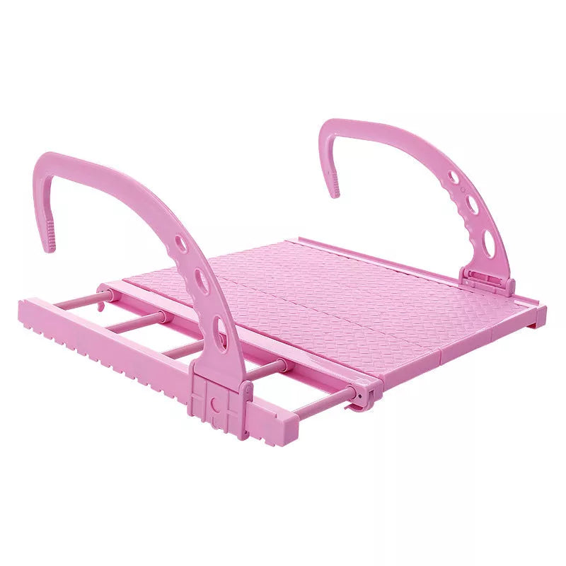 Adjustable hanging window sill drying rack in white and pink, 50x35cm