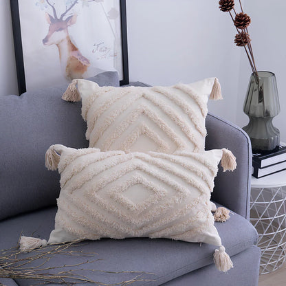 Moroccan geometric pattern cotton cushion cover showing envelope closure and 45x45cm dimensions