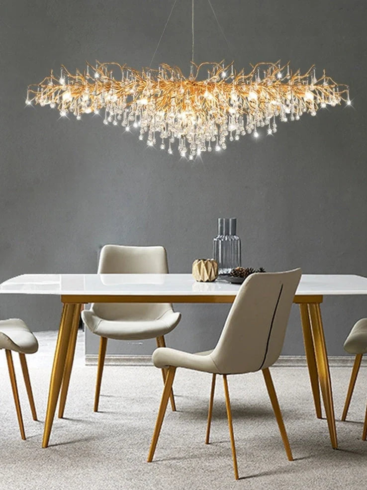 Crystal lamp with 16 holders, aluminium body, electroplating finish in Long1/Long2 sizes