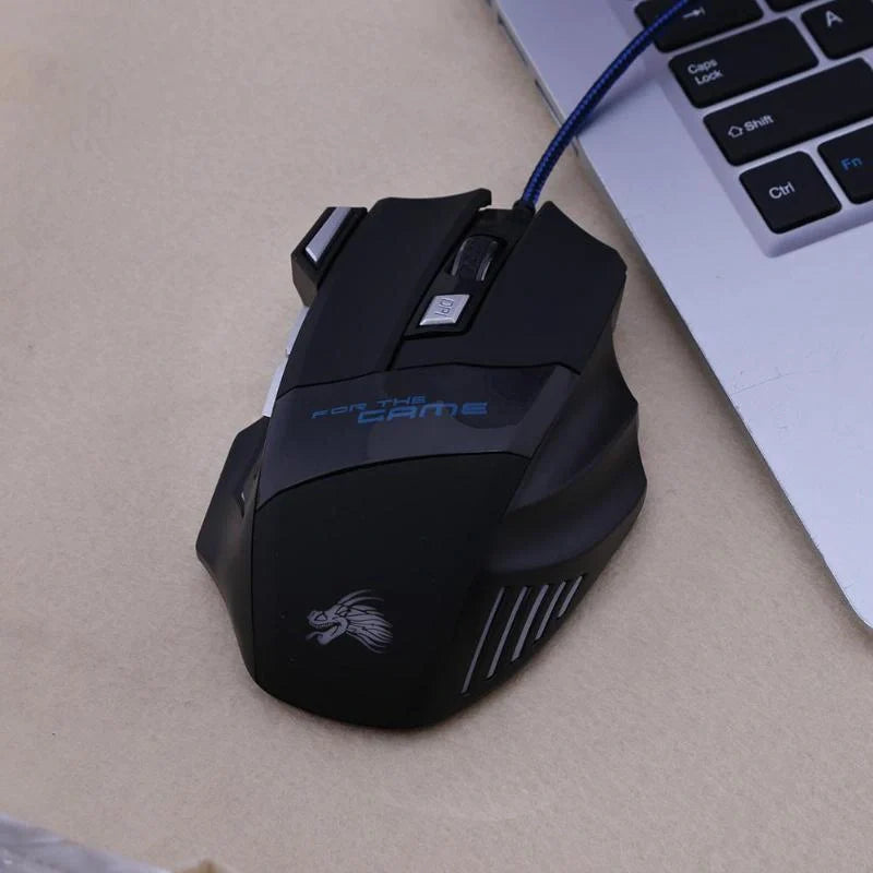 Precision Gaming Mouse with 7-Color LED Backlighting and 5500 DPI Optical Sensor for Immersive PC and Laptop Gaming