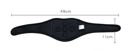 Black self-heating magnetic therapy neck guard with adjustable shoulder strap