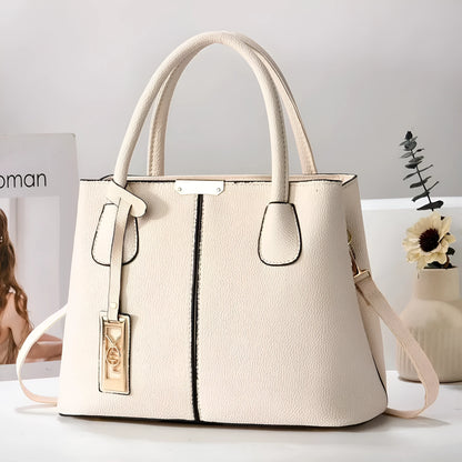Soft PU leather large capacity shoulder bag in a horizontal square shape with an adjustable strap