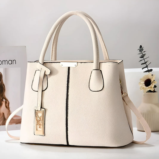 Soft PU leather large capacity shoulder bag in a horizontal square shape with an adjustable strap