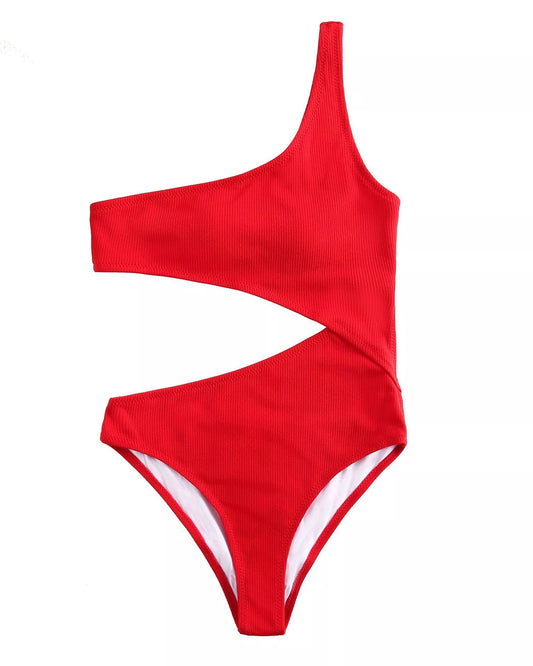 Ladies swimwear bikini in red, blue, rose red, and army green colors