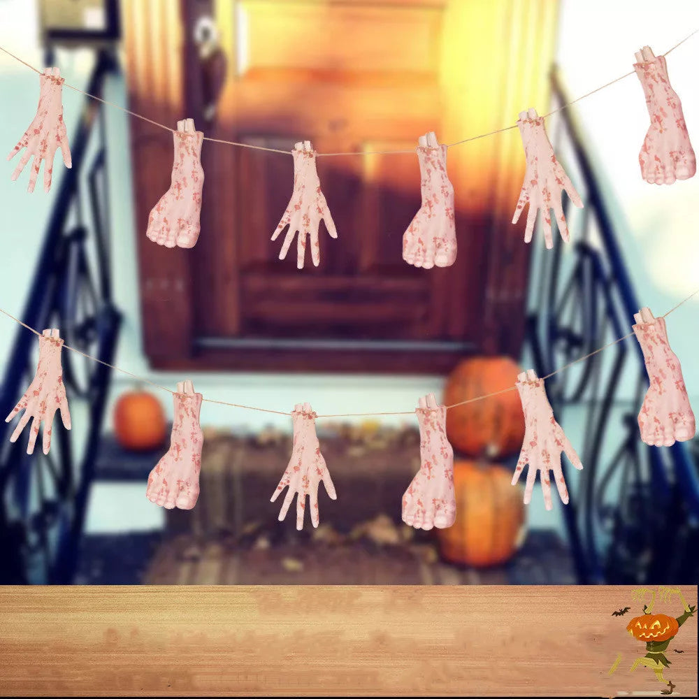 Halloween Horror Knife Flag Pulling Horror Curtain Bed Sheet with multiple horror-themed images