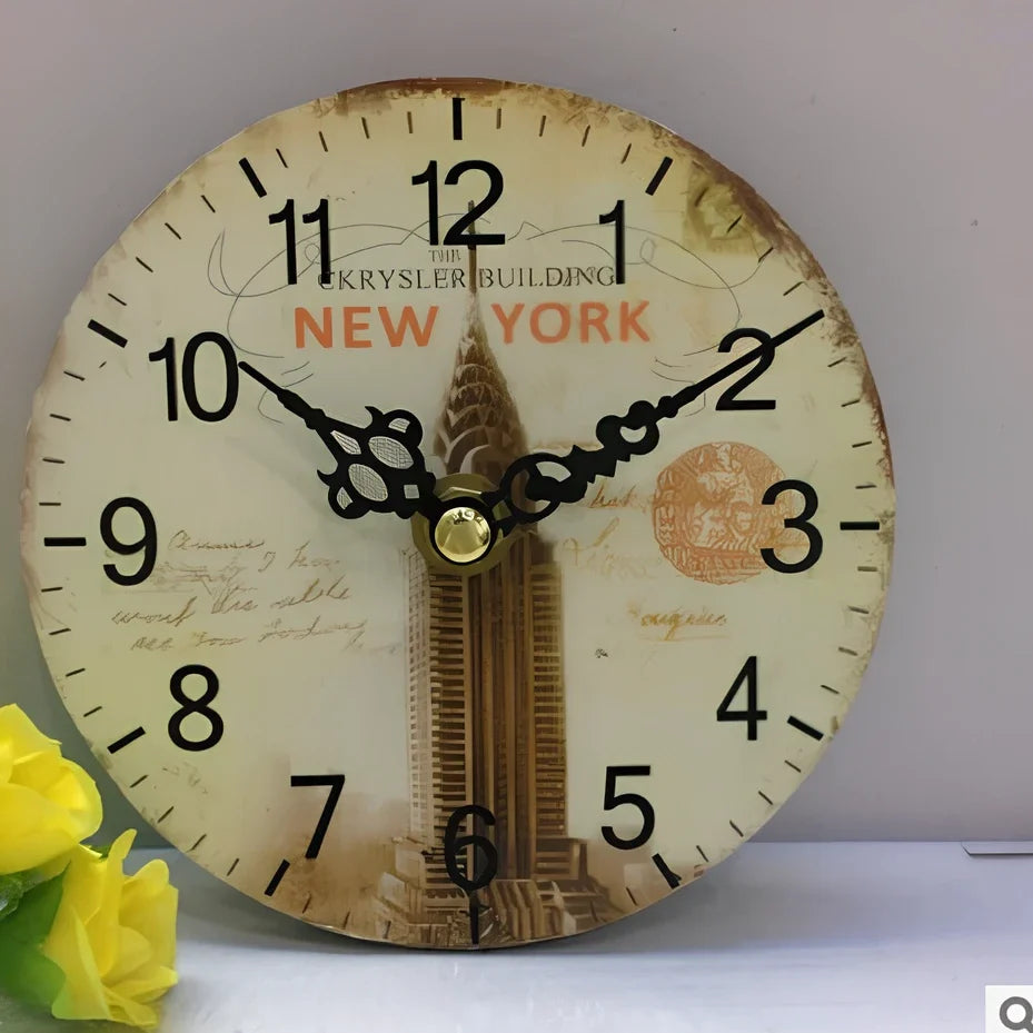 12cm wooden table clock with 24-hour display in seven colour options