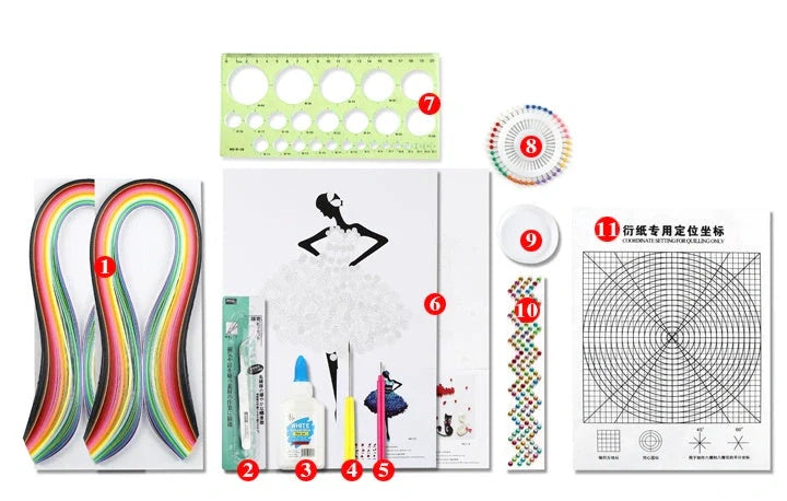 Premium DIY Paper Quilling Art Craft Kit with Vibrant Pre-cut Paper Strips, Essential Tools, and Detailed Instructions for Unique Handmade Projects