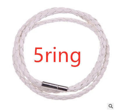 Personalized men's braided leather bracelet with stainless steel beads and custom name charm