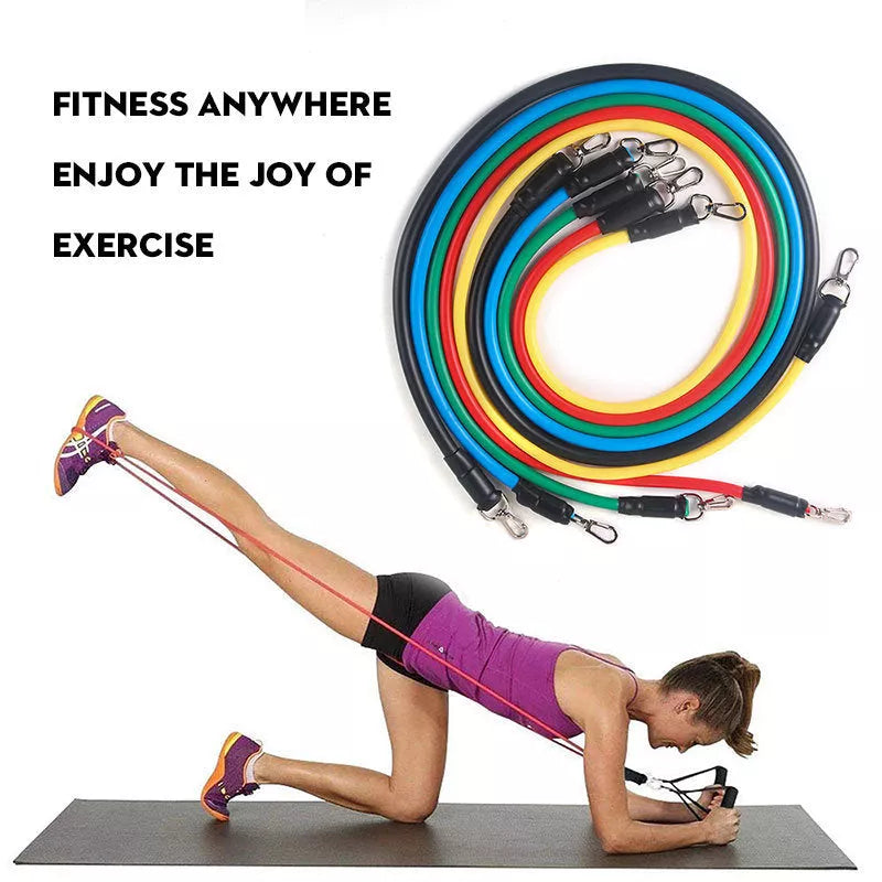 Pull Rope Elastic Rope Strength Training Set with multiple resistance bands and accessories