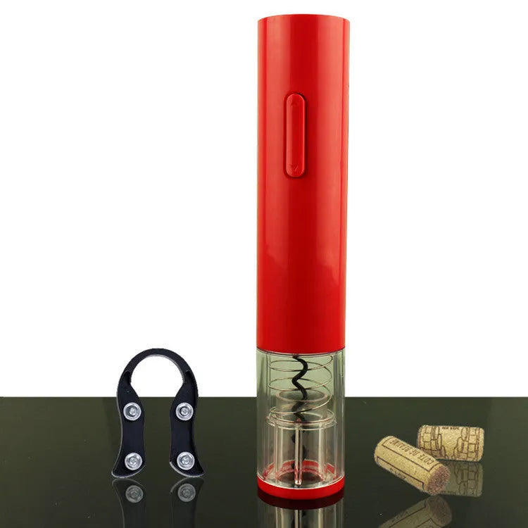 Automatic electric wine bottle opener with foil cutter in black, red, or white.