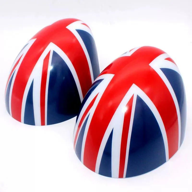 Pair of ABS rearview mirror shells for BMW MINI in black and white plaid and grey beige flag patterns