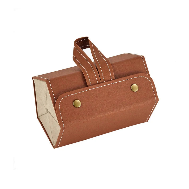 Foldable PU leather sunglasses and eyeglasses organizer case with five slots