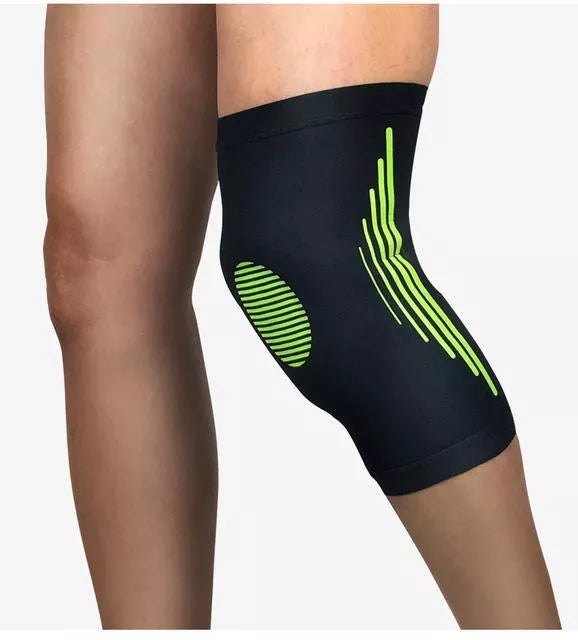 High Elasticity Knee Support in Black with Orange, Grey, Green, or Blue for arthritis relief and sports stability