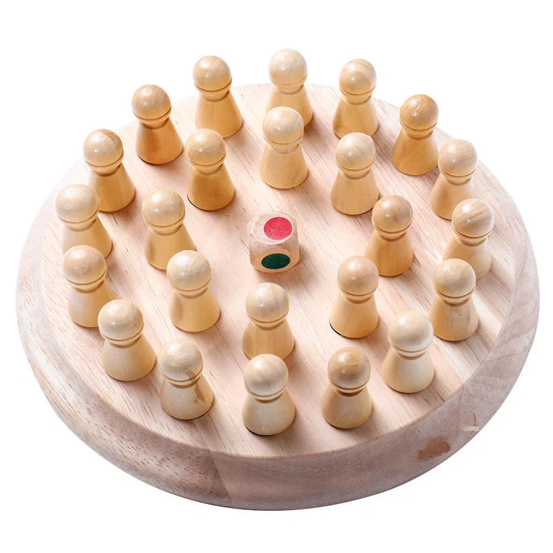 Children's wooden memory chess set for early color education