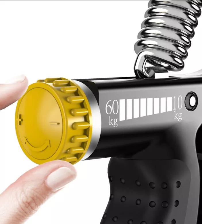 Adjustable counting grip strength device for hand and wrist training with 10-60kg resistance