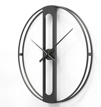 50cm round metal wall clock with black finish showing clear numbering and quartz movement