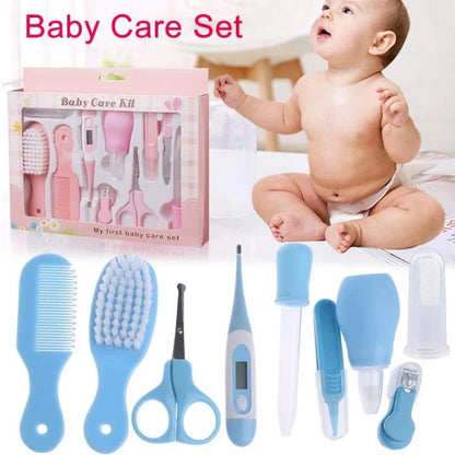 Portable Baby Health Suit 8-Piece Grooming Set with safety scissors, nail clippers, and more