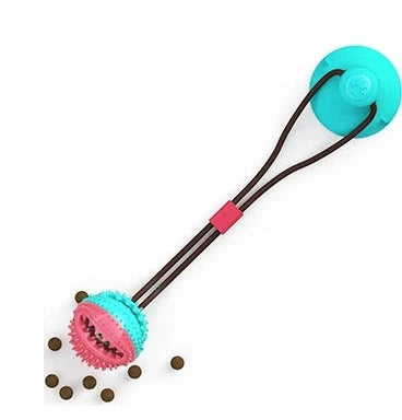 Blue suction cup pet toy with 28.5-inch length and 3.15-inch ball for dogs and cats