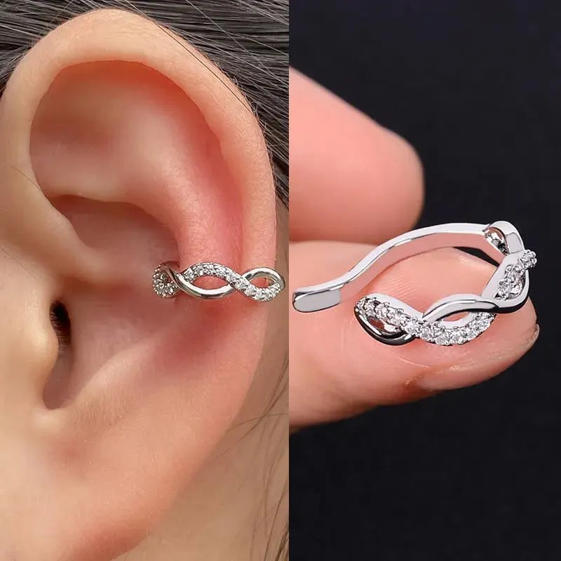 Butterfly flower inlaid zircon pierced earrings in gold or silver copper for women