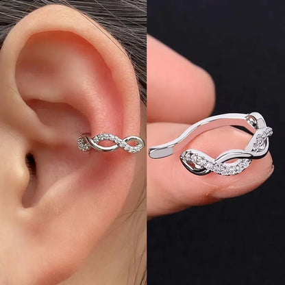 Butterfly flower inlaid zircon pierced earrings in gold or silver copper for women
