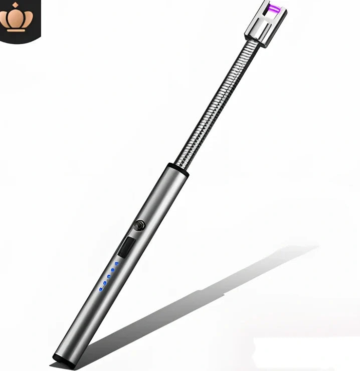 Black USB rechargeable electric lighter with 360-degree rotating head for windproof flameless ignition