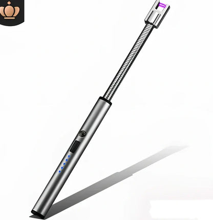 Black USB rechargeable electric lighter with 360-degree rotating head for windproof flameless ignition