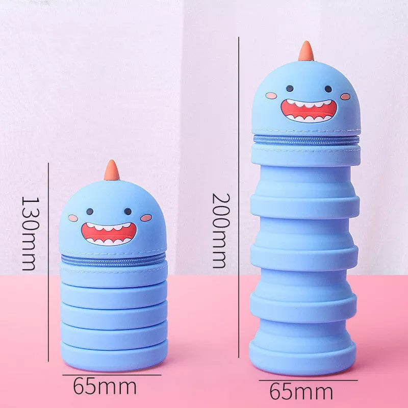 Retractable silicone pen holder in five colors, waterproof and holds 30 pencils