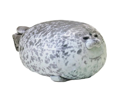 Large seal pillow doll plush toy in white and grey, various sizes available