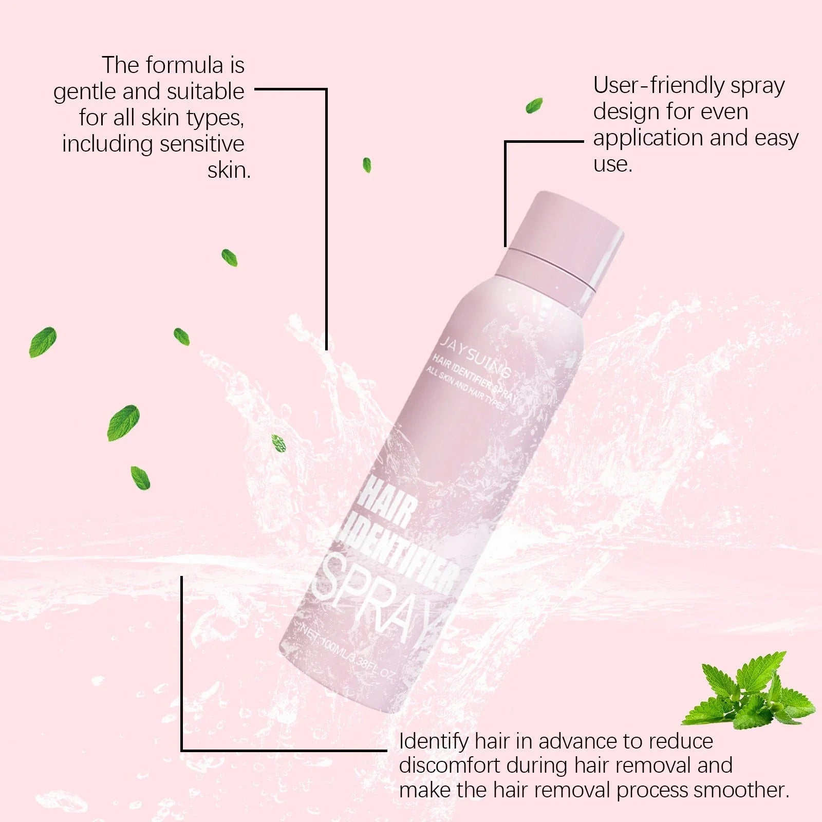 Dermaplaning Hair Removal Spray for smooth, hair-free facial skin with botanical extracts