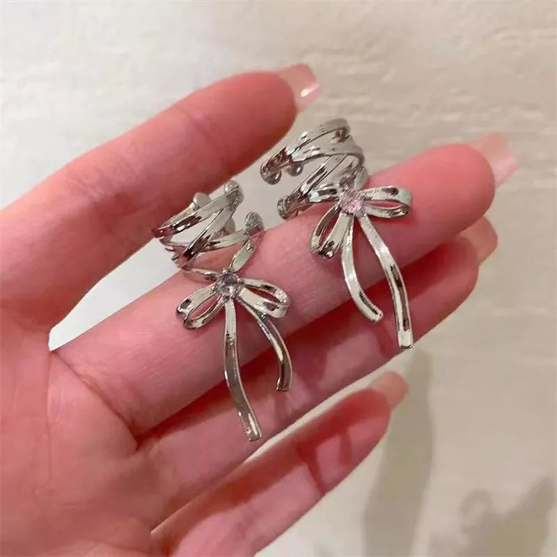 Ballet Style Ribbon Bow-knot Non-Piercing Ear Cuff for Women - Fashion Jewelry