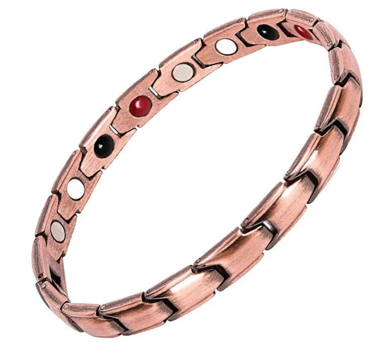 Metal rhombus therapy bracelet in black, bronze, gold, or silver, available as single or multi-pack for arthritis and slimming support.