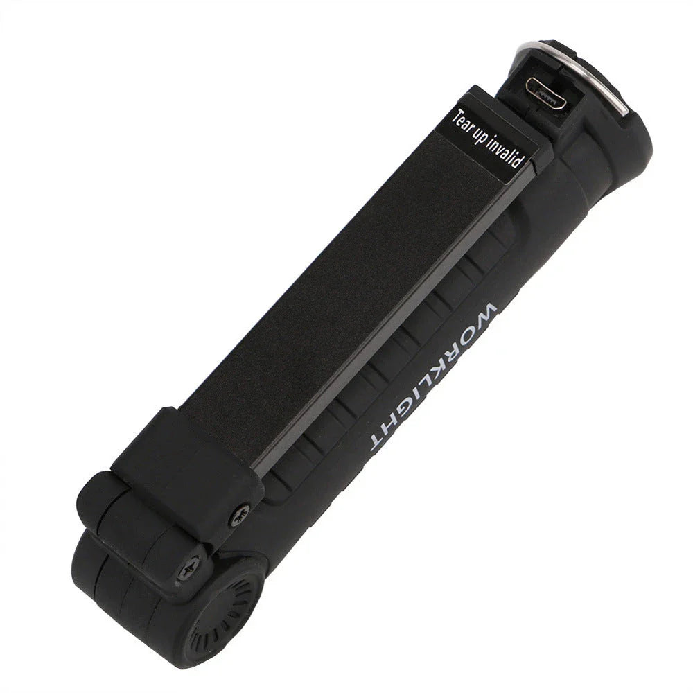 Powerful COB LED Tactical Flashlight with carbon-fiber-infused body, magnetic base, and multiple lighting modes