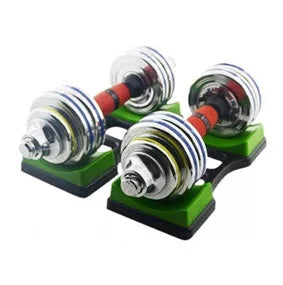 Compact ABS dumbbell rack for home gyms, available in two sizes for space-saving weight storage.