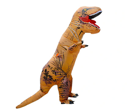 Jurassic World inflatable T-Rex costume standing 2.2m tall with battery fan and complete accessory set