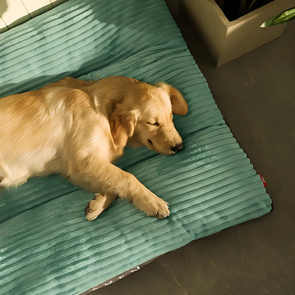 Green cut velvet removable washable dog kennel mat, extra-large 120x95x7cm for pets up to 100kg with PP cotton filling