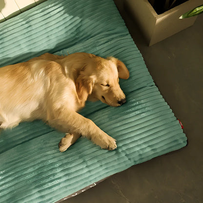 Green cut velvet removable washable dog kennel mat, extra-large 120x95x7cm for pets up to 100kg with PP cotton filling