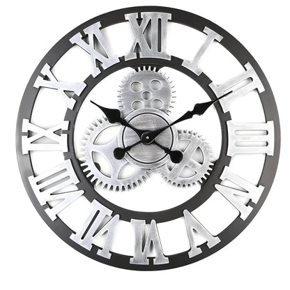 LOFT Art Wall Clock with 30cm diameter, quartz movement, and gold or silver finish on wall