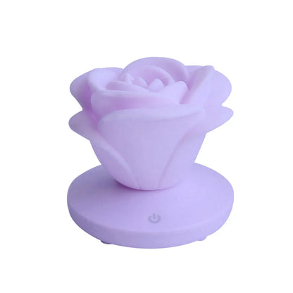 Mini rose night light with ABS base and PVC soft petals, 10 x 10 x 9.6 cm, USB rechargeable, touch dimmable, in pink