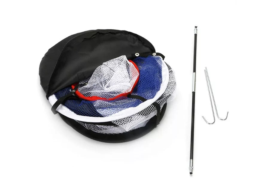 UP Indoor Outdoor Chipping Pitching Training Net in white, portable and durable for golf practice