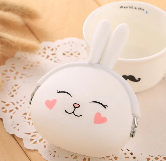 Korean rabbit design zero purse in candy colours with 10cm compact dimensions and silica gel construction