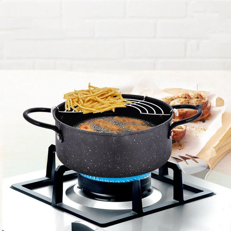 Versatile oil-saving frying pan made of high-quality iron with non-stick coating for healthier cooking