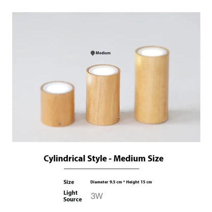 Solid wood surface mounted downlight in wood colour with round or square design options for corridor lighting