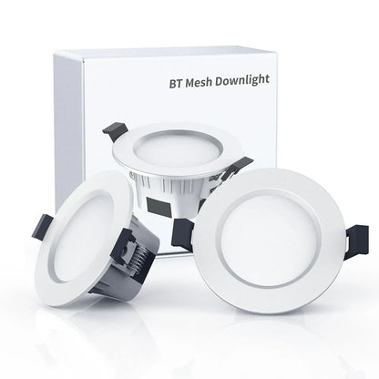 White smart Bluetooth ceiling light with embedded installation and smartphone control