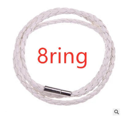 Personalized men's braided leather bracelet with stainless steel beads and custom name charm